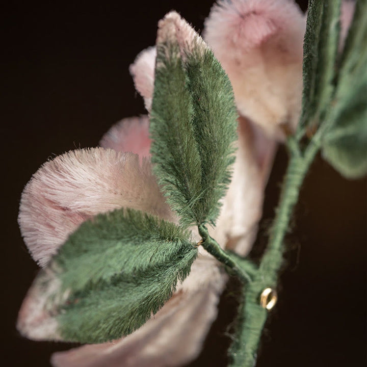 Buddha Stones Handmade Yangzhou Velvet Flower Mulberry Silk Peach Blossom Brooch - image 3