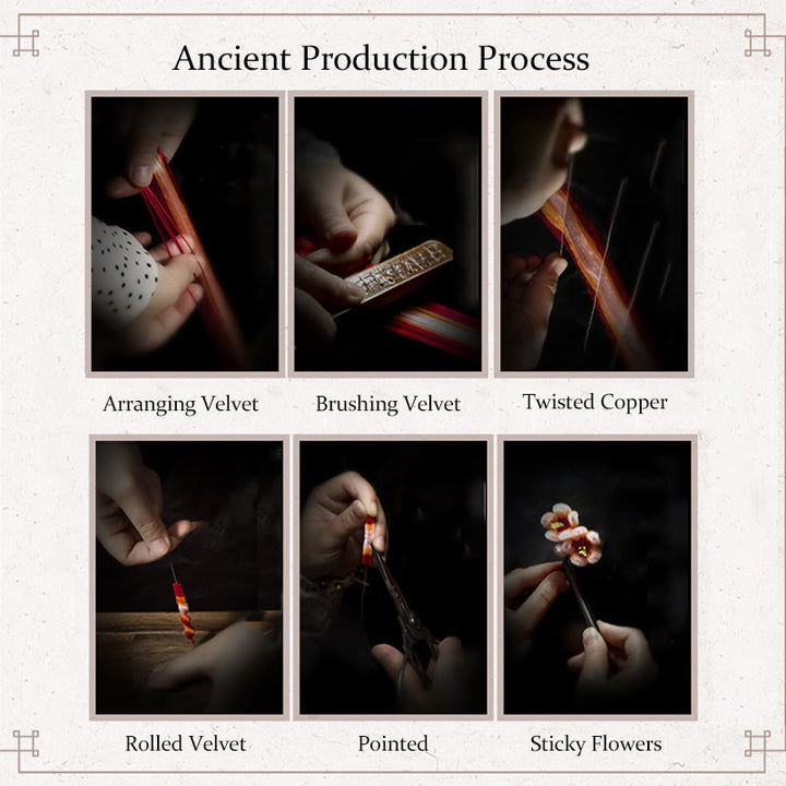 Buddha Stones Handmade Yangzhou Velvet Flower Mulberry Silk Peach Blossom Brooch - image 10