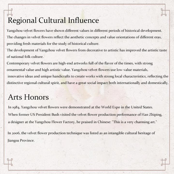 Buddha Stones Handmade Yangzhou Velvet Flower Mulberry Silk Peach Blossom Brooch - image 12