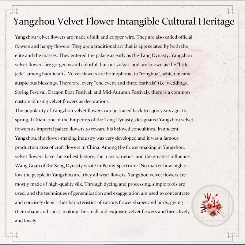 Buddha Stones Handmade Yangzhou Velvet Flower Mulberry Silk Peach Blossom Brooch - image 11