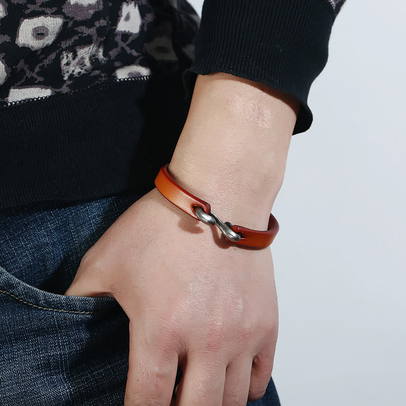 Buddha Stones Vintage Leather Plain Strength Buckle Bracelet - image 5