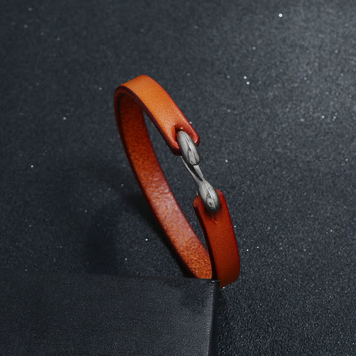 Buddha Stones Vintage Leather Plain Strength Buckle Bracelet - image 1