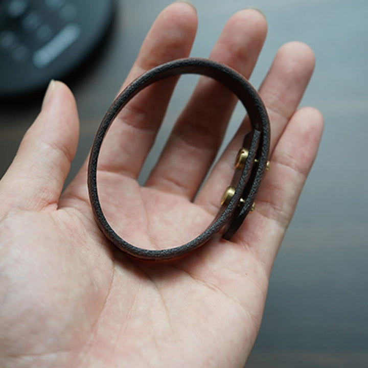 Buddha Stones Vintage Printed Leather Adjustable Buckle Balance Bracelet - image 16