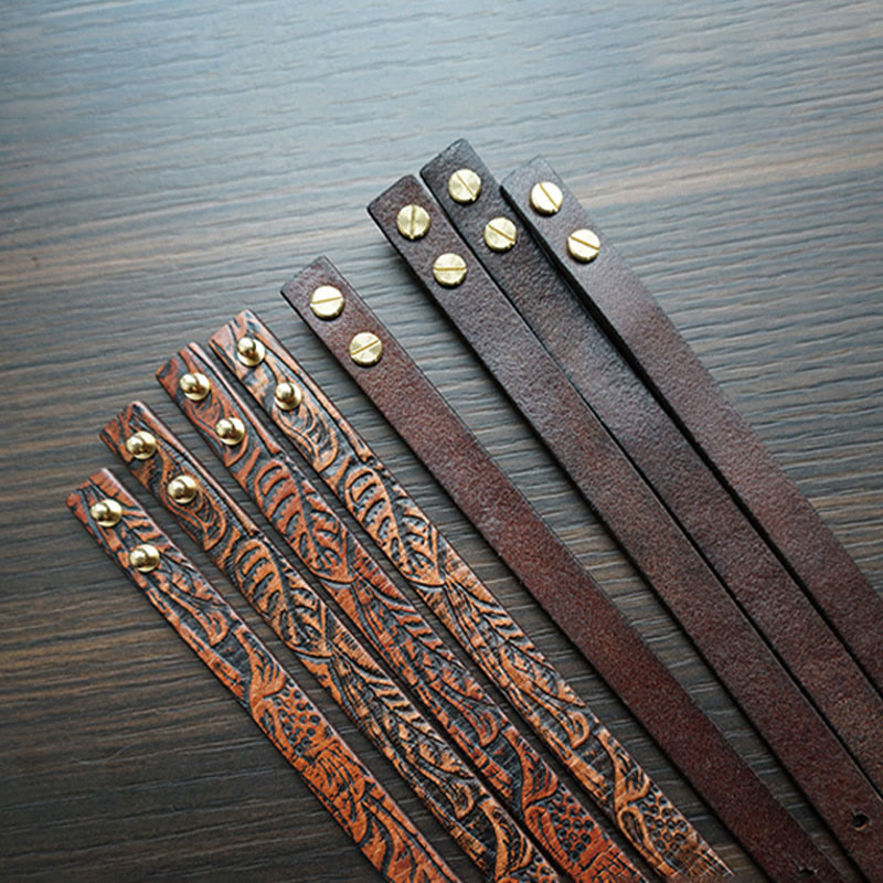 Buddha Stones Vintage Printed Leather Adjustable Buckle Balance Bracelet - image 12