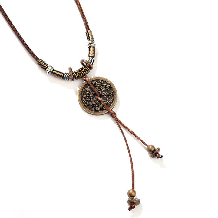 Buddha Stones Mountain Ghosts Spend Money Bagua Alloy Copper Coin Harmony Necklace Pendant - image 3