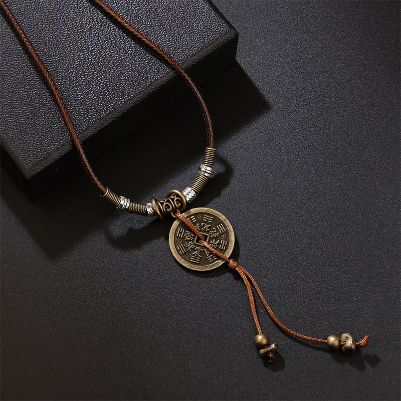 Buddha Stones Mountain Ghosts Spend Money Bagua Alloy Copper Coin Harmony Necklace Pendant - image 1