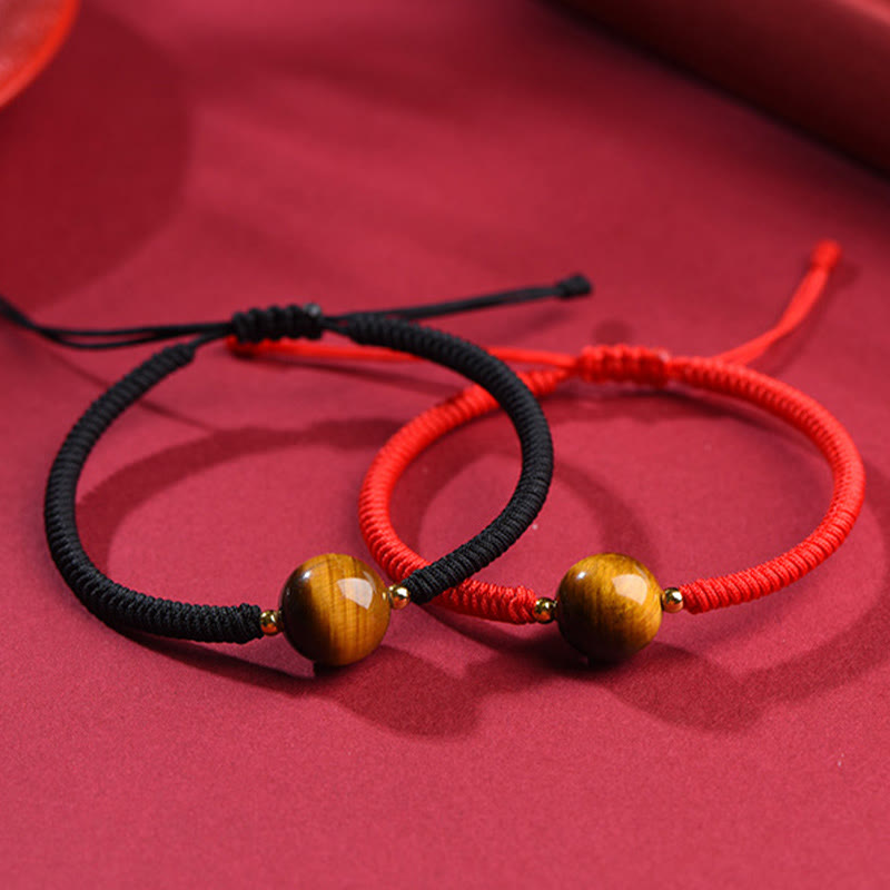 Buddha Stones Handmade Tiger Eye Bead Luck Protection Rope Bracelet - image 1