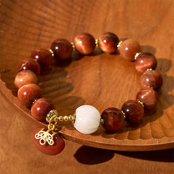 Buddha Stones Natural Red Tiger Eye Pumpkin Calm Bracelet - image 5