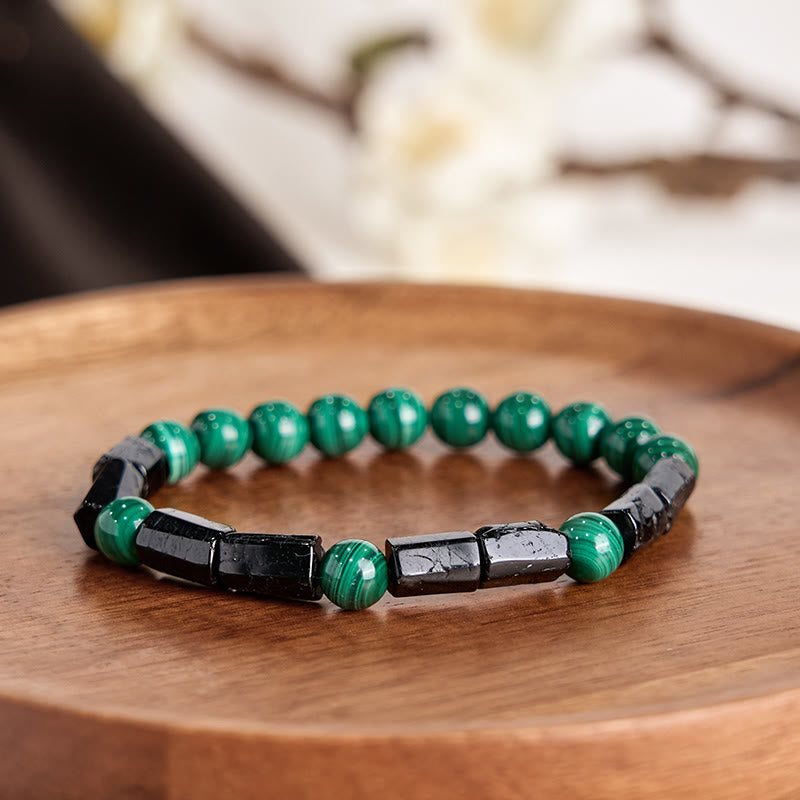 Buddha Stones Malachite Black Tourmaline Purity Bracelet - image 1