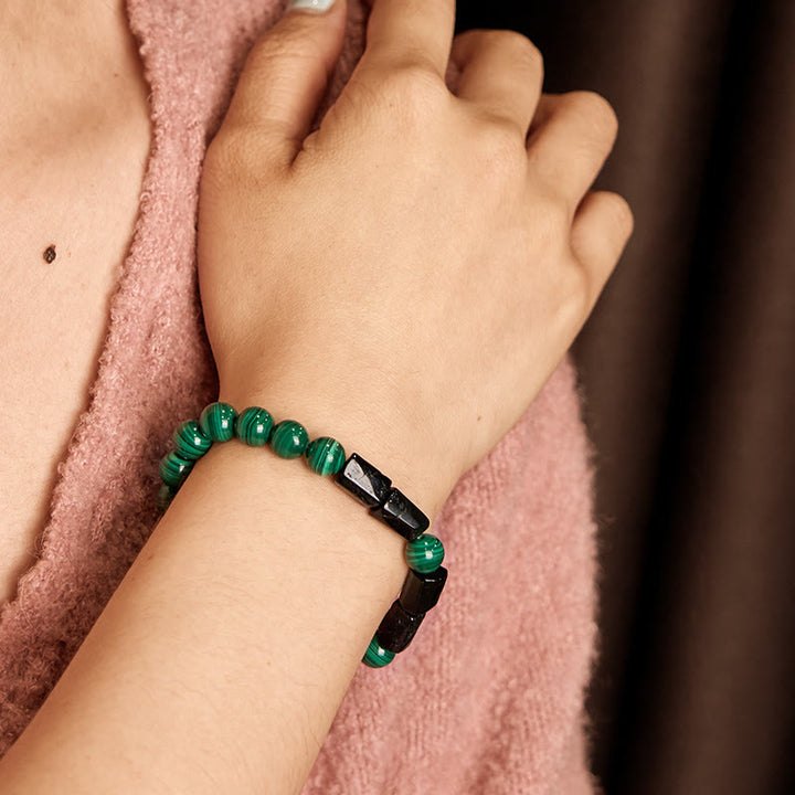 Buddha Stones Malachite Black Tourmaline Purity Bracelet - image 2