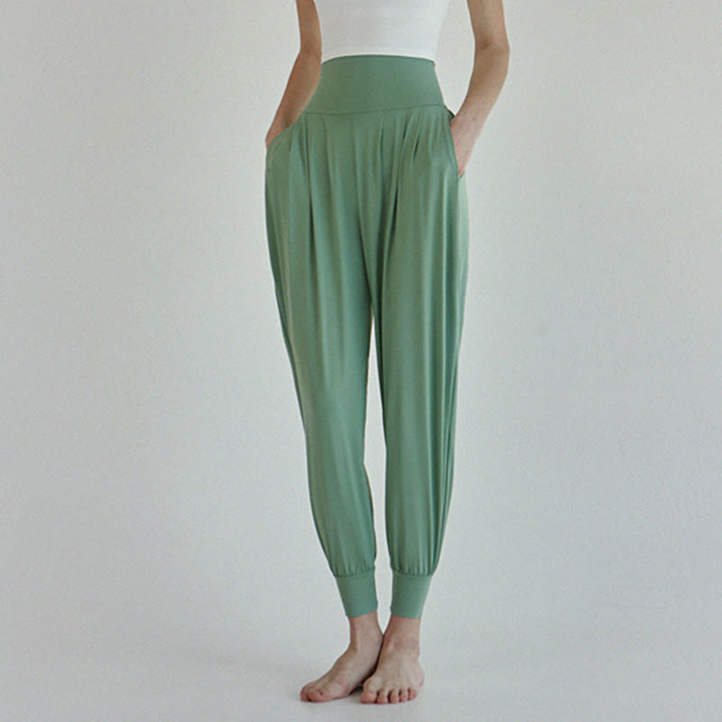 Buddha Stones Casual Plain High Waist Quick Drying Women's Leica Pants With Pockets - image 32