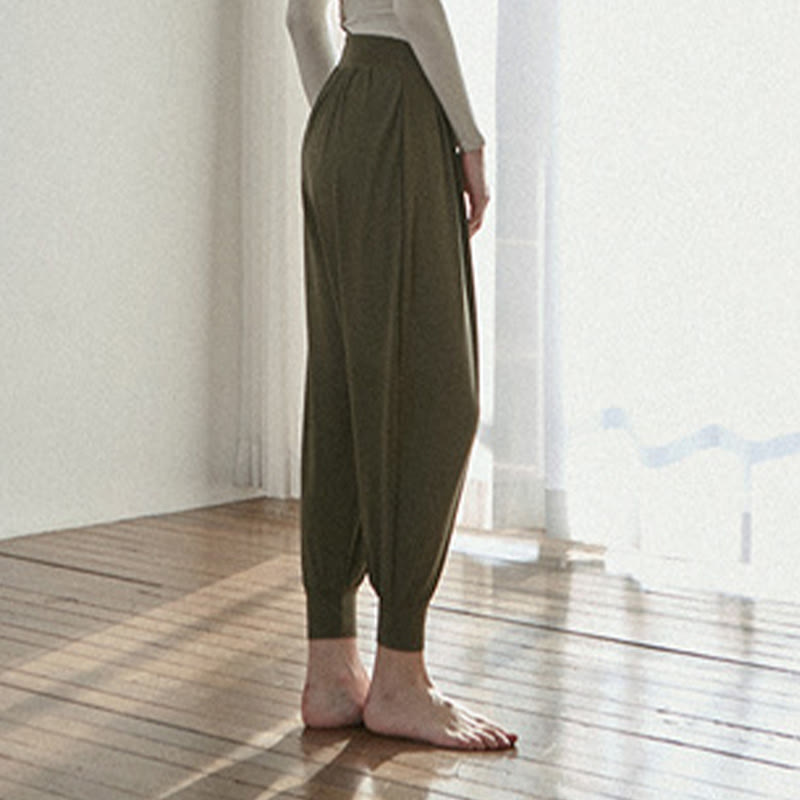 Buddha Stones Casual Plain High Waist Quick Drying Women's Leica Pants With Pockets - image 4