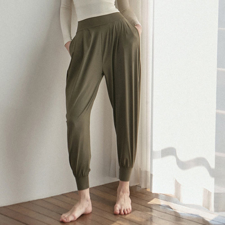 Buddha Stones Casual Plain High Waist Quick Drying Women's Leica Pants With Pockets - image 2
