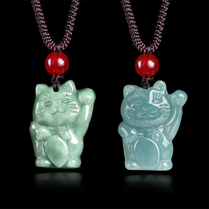 Buddha Stones Lucky Cat Jade Abundance Necklace Pendant - image 10
