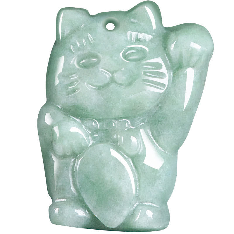 Buddha Stones Lucky Cat Jade Abundance Necklace Pendant - image 6