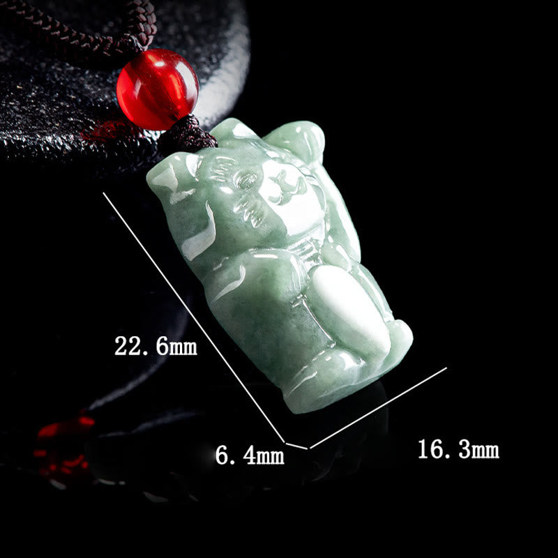 Buddha Stones Lucky Cat Jade Abundance Necklace Pendant - image 5