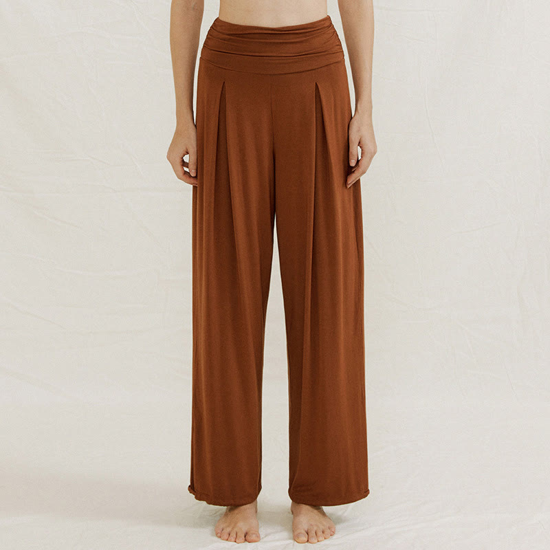 Buddha Stones Casual Plain High Waist Loose Fit Women's Leica Wide Leg Pants - Sienna - US6,UK/AU10,EU38 (L) - image 0