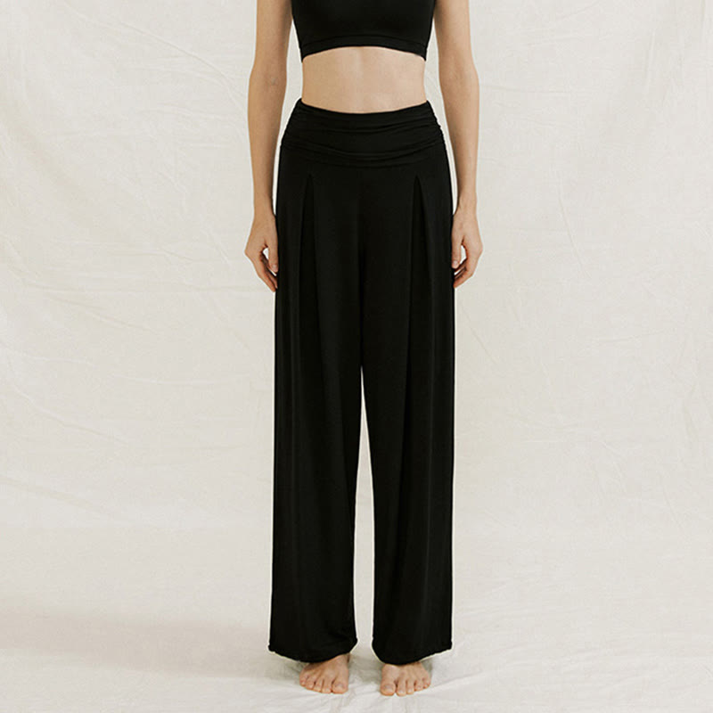 Buddha Stones Casual Plain High Waist Loose Fit Women's Leica Wide Leg Pants - Black - US6,UK/AU10,EU38 (L) - image 16
