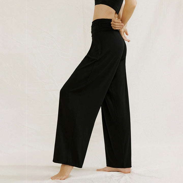 Buddha Stones Casual Plain High Waist Loose Fit Women's Leica Wide Leg Pants - image 18