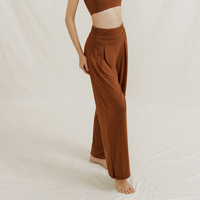 Buddha Stones Casual Plain High Waist Loose Fit Women's Leica Wide Leg Pants - image 7