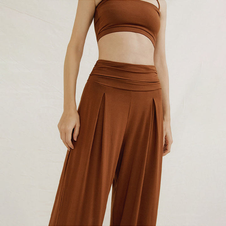 Buddha Stones Casual Plain High Waist Loose Fit Women's Leica Wide Leg Pants - image 6