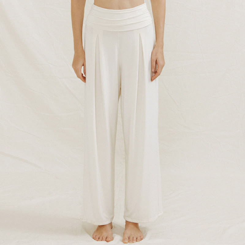 Buddha Stones Casual Plain High Waist Loose Fit Women's Leica Wide Leg Pants - White - US6,UK/AU10,EU38 (L) - image 11
