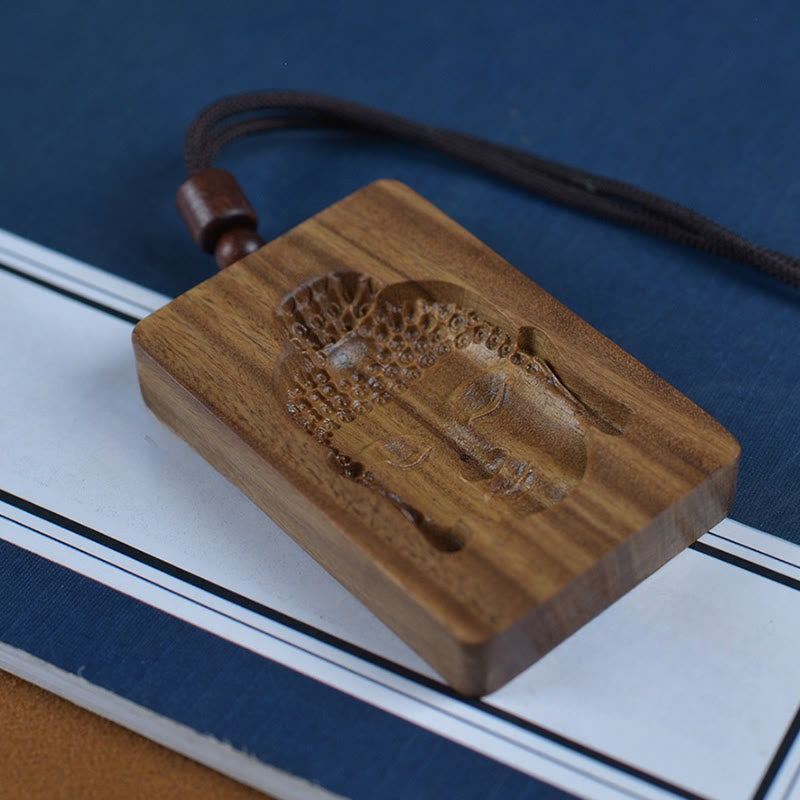 Buddha Stones Green Sandalwood Buddha Symbol Positive Necklace Pendant - image 2