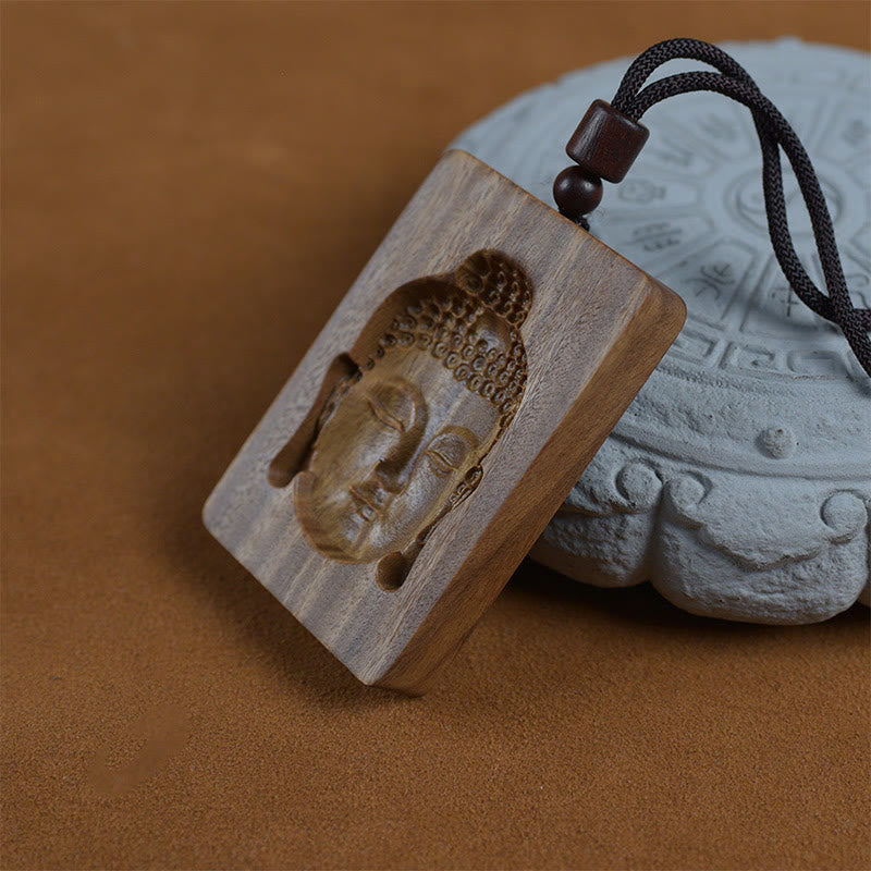 Buddha Stones Green Sandalwood Buddha Symbol Positive Necklace Pendant - image 3