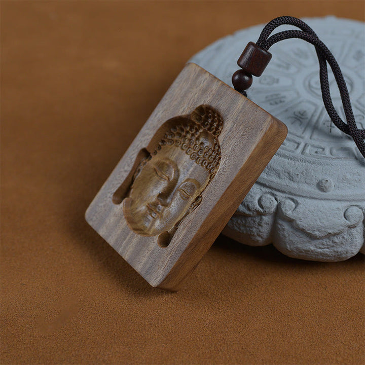 Buddha Stones Green Sandalwood Buddha Symbol Positive Necklace Pendant - image 3