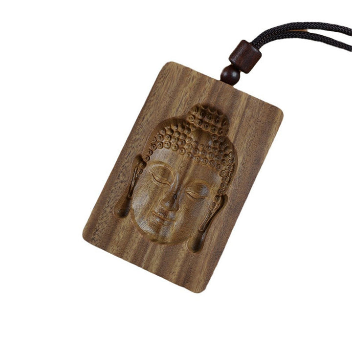 Buddha Stones Green Sandalwood Buddha Symbol Positive Necklace Pendant - image 11