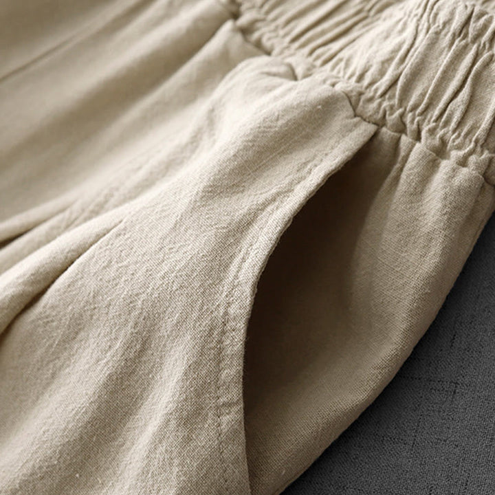 Buddha Stones Casual Plain 7-8 Length Women's Cotton Linen Harem Pants With Pockets - image 7