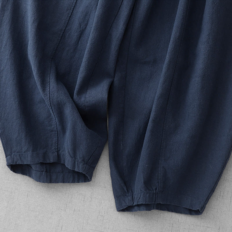 Buddha Stones Casual Plain 7-8 Length Women's Cotton Linen Harem Pants With Pockets - image 25