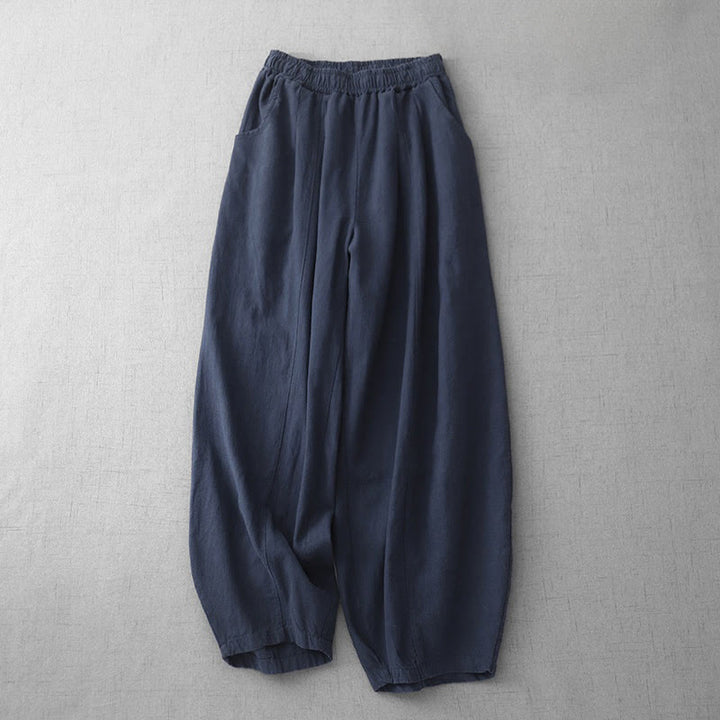 Buddha Stones Casual Plain 7-8 Length Women's Cotton Linen Harem Pants With Pockets - Navy - US8-10,UK/AU12-14,EU40-42 (2XL) - image 18