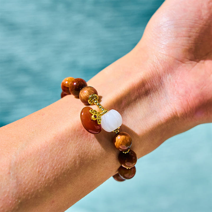Buddha Stones Natural Red Tiger Eye Pumpkin Calm Bracelet - image 1