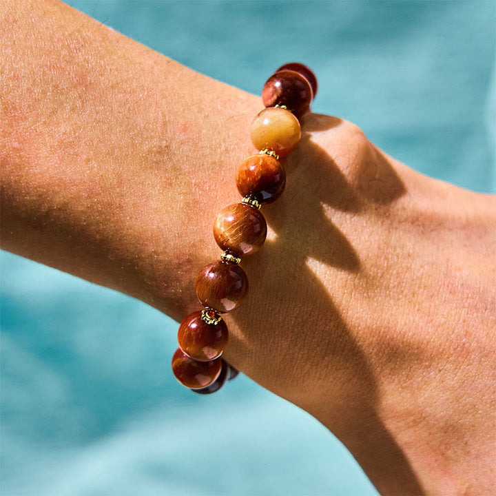 Buddha Stones Natural Red Tiger Eye Pumpkin Calm Bracelet - image 2