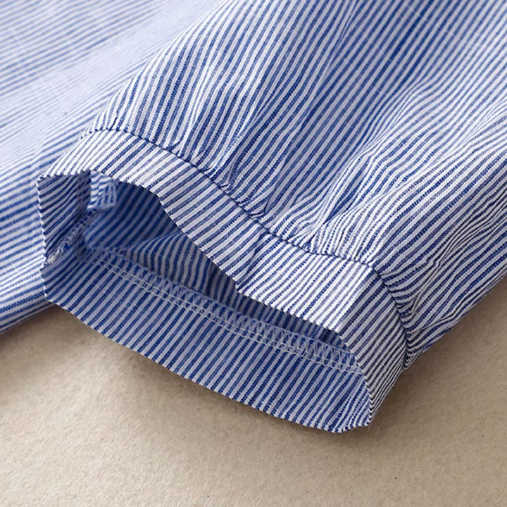 Buddha Stones Casual Women's Bohemia Embroidery Flowers V-Neck Design Half Sleeve Cotton Linen Shirt - image 8