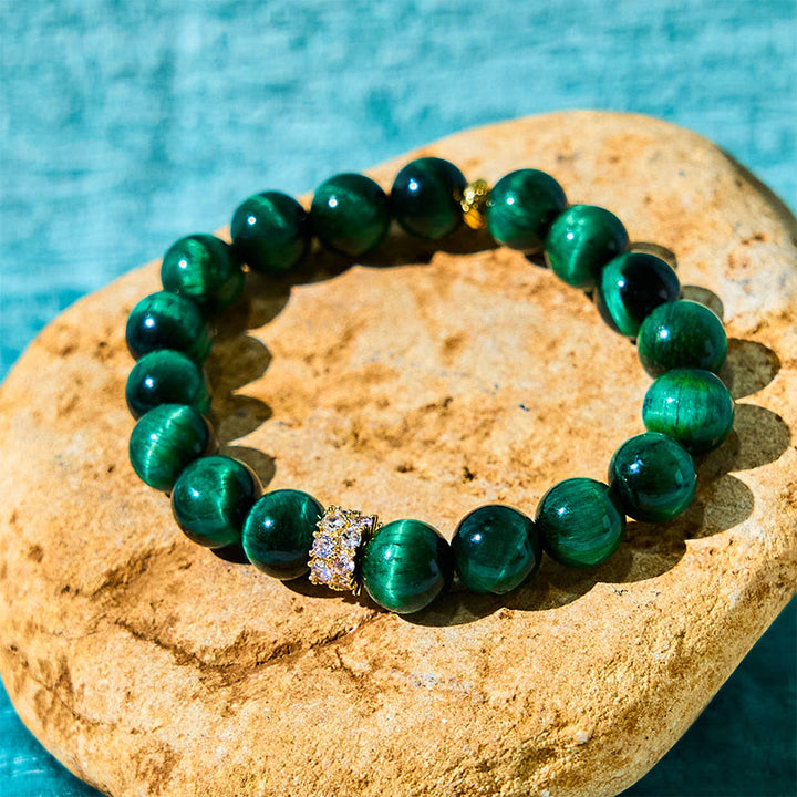 Buddha Stones Green Tiger Eye Positive Bracelet - Green Tiger Eye(Wrist Circumference: 14-16cm) - image 0