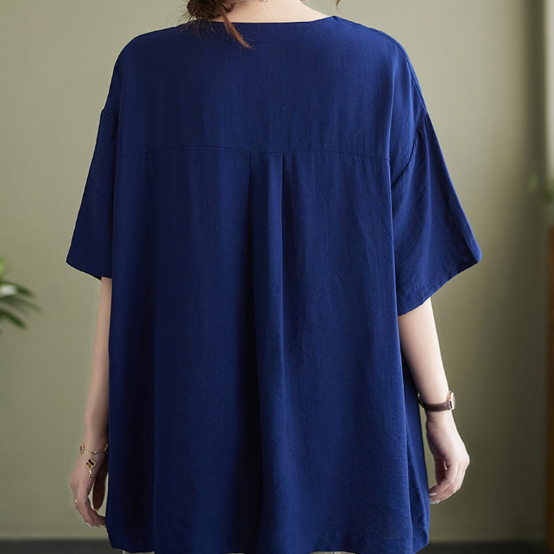 Buddha Stones Casual Plain Women's V-Neck Design Half Sleeve Viscose Shirt - image 13