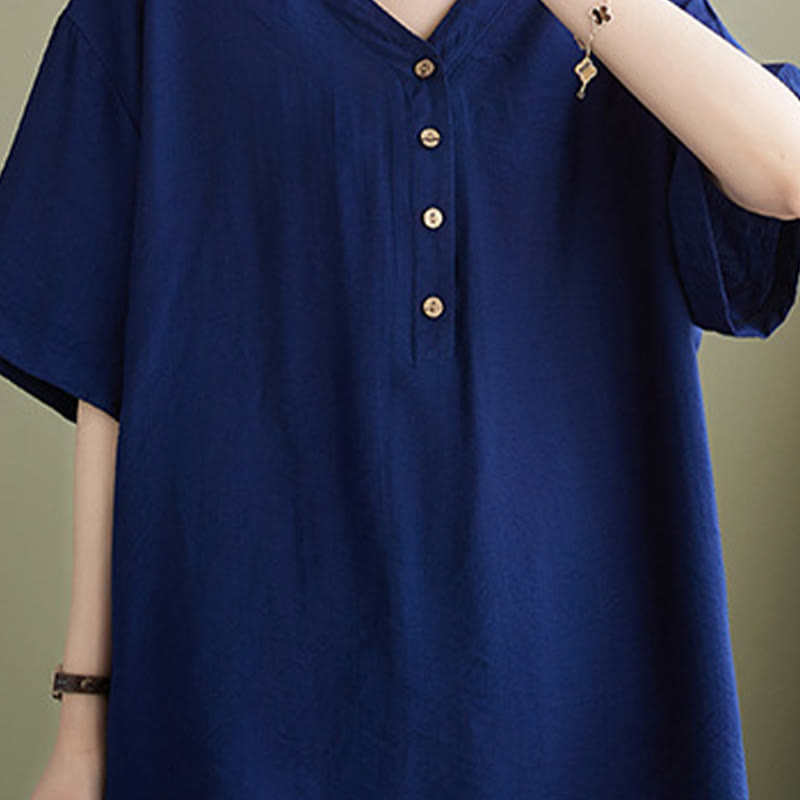Buddha Stones Casual Plain Women's V-Neck Design Half Sleeve Viscose Shirt - image 14