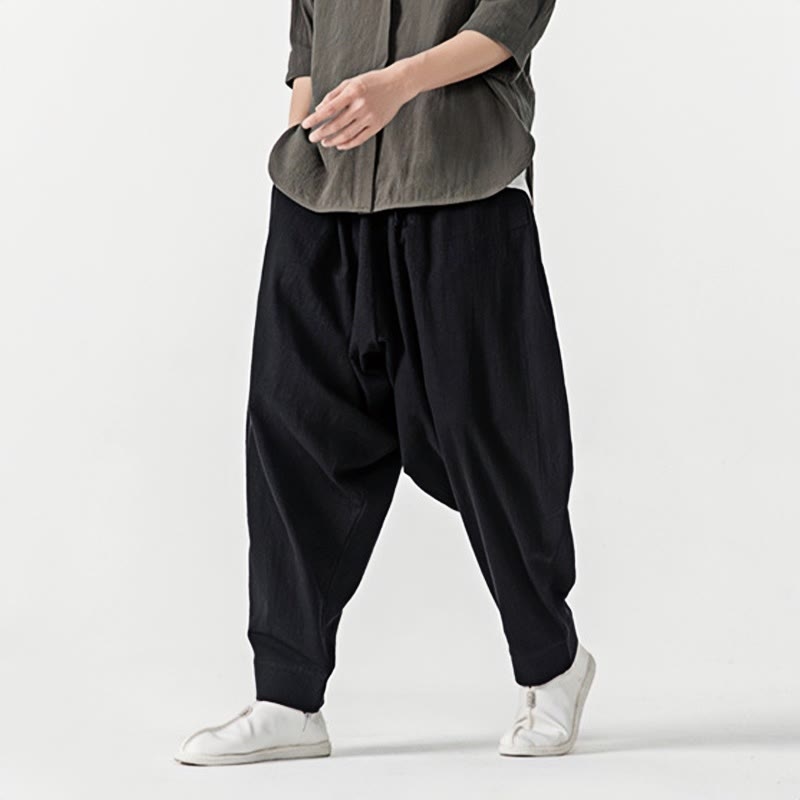 Buddha Stones Solid Color Drawstring Men's Harem Pants With PocketsAnkle-Length (9 Length) - image 11