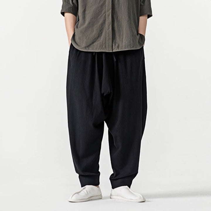 Buddha Stones Solid Color Drawstring Men's Harem Pants With PocketsAnkle-Length (9 Length) - image 9