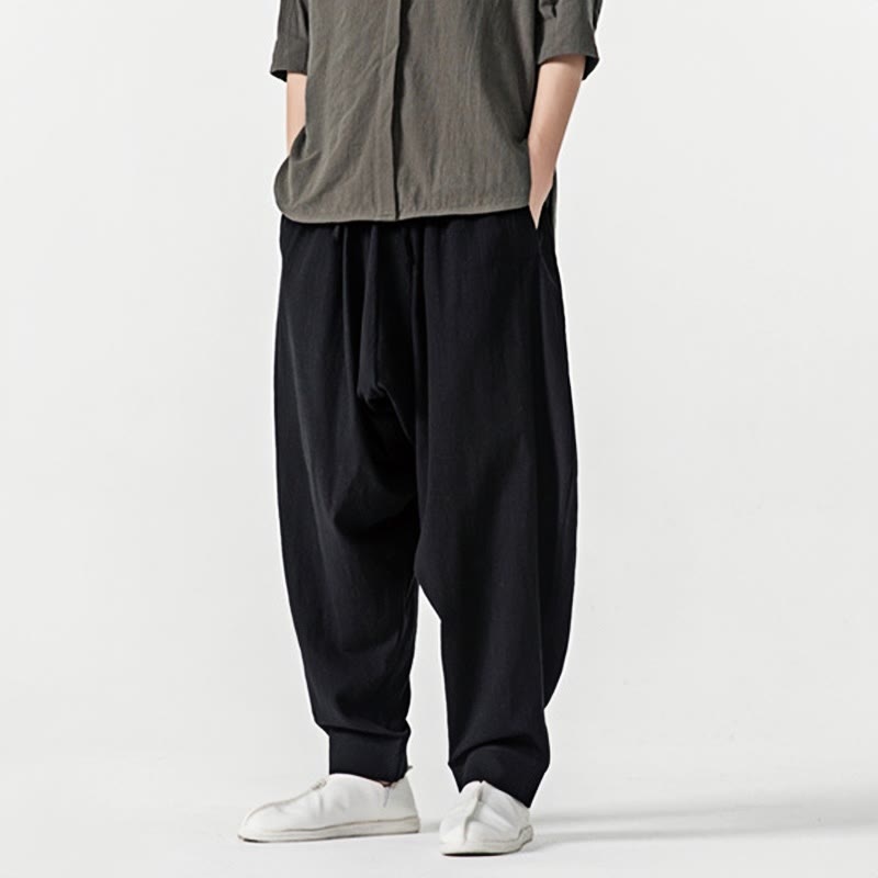 Buddha Stones Solid Color Drawstring Men's Harem Pants With PocketsAnkle-Length (9 Length) - image 15