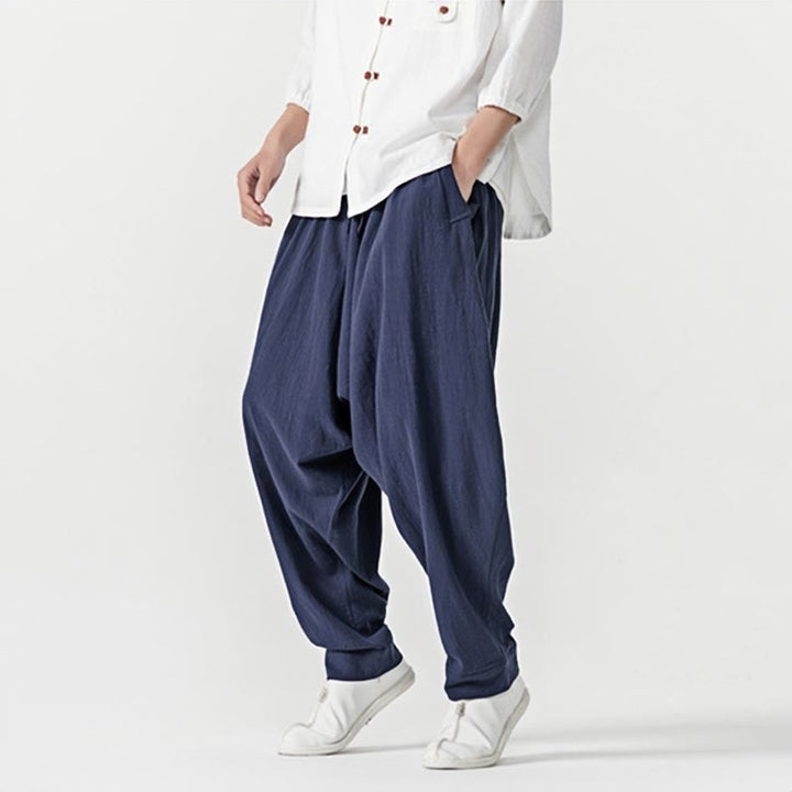 Buddha Stones Solid Color Drawstring Men's Harem Pants With PocketsAnkle-Length (9 Length) - image 5