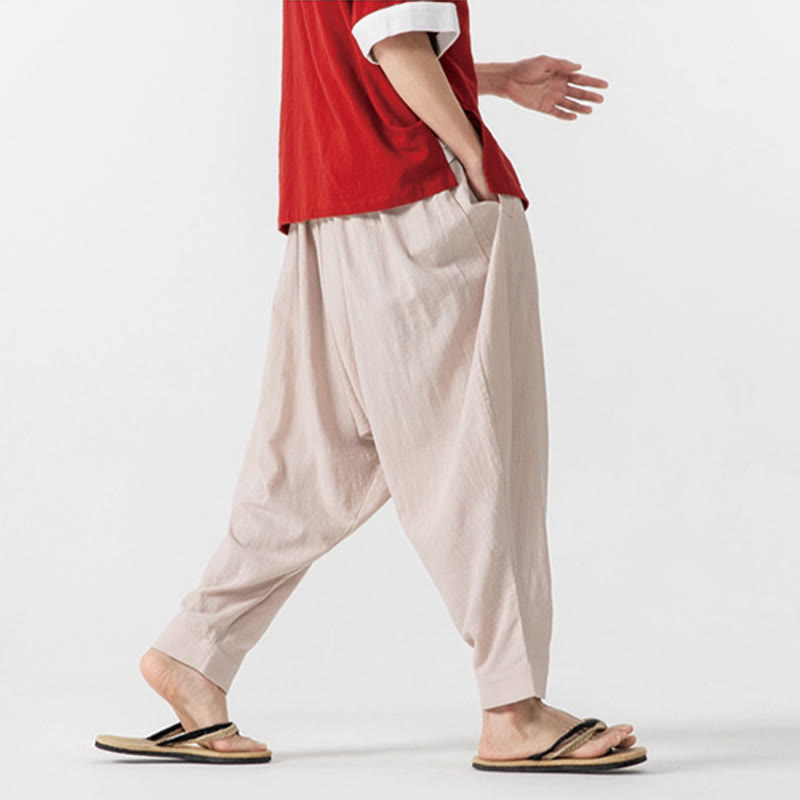 Buddha Stones Solid Color Drawstring Men's Harem Pants With PocketsAnkle-Length (9 Length) - image 23