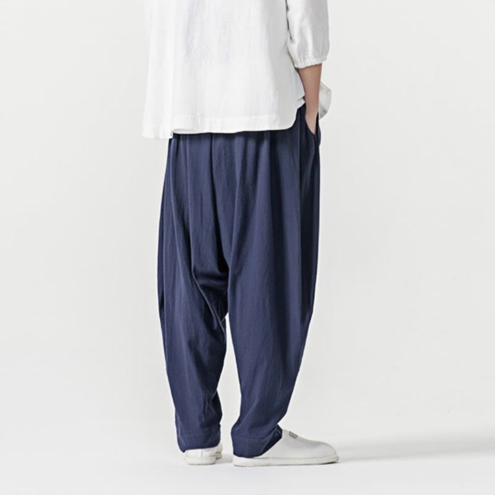 Buddha Stones Solid Color Drawstring Men's Harem Pants With PocketsAnkle-Length (9 Length) - image 3