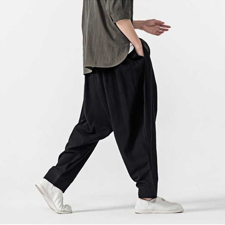 Buddha Stones Solid Color Drawstring Men's Harem Pants With PocketsAnkle-Length (9 Length) - image 13