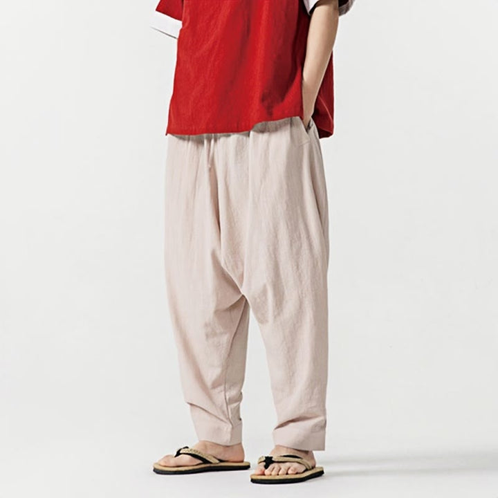 Buddha Stones Solid Color Drawstring Men's Harem Pants With PocketsAnkle-Length (9 Length) - image 25