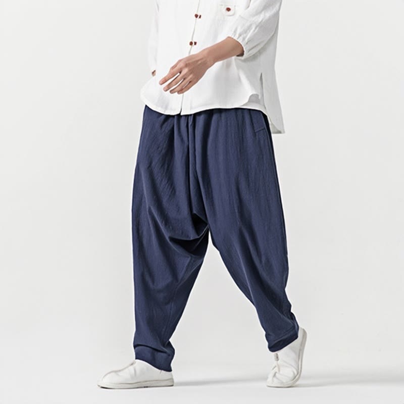 Buddha Stones Solid Color Drawstring Men's Harem Pants With PocketsAnkle-Length (9 Length) - image 2