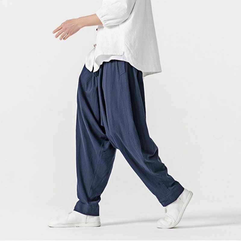 Buddha Stones Solid Color Drawstring Men's Harem Pants With PocketsAnkle-Length (9 Length) - image 7