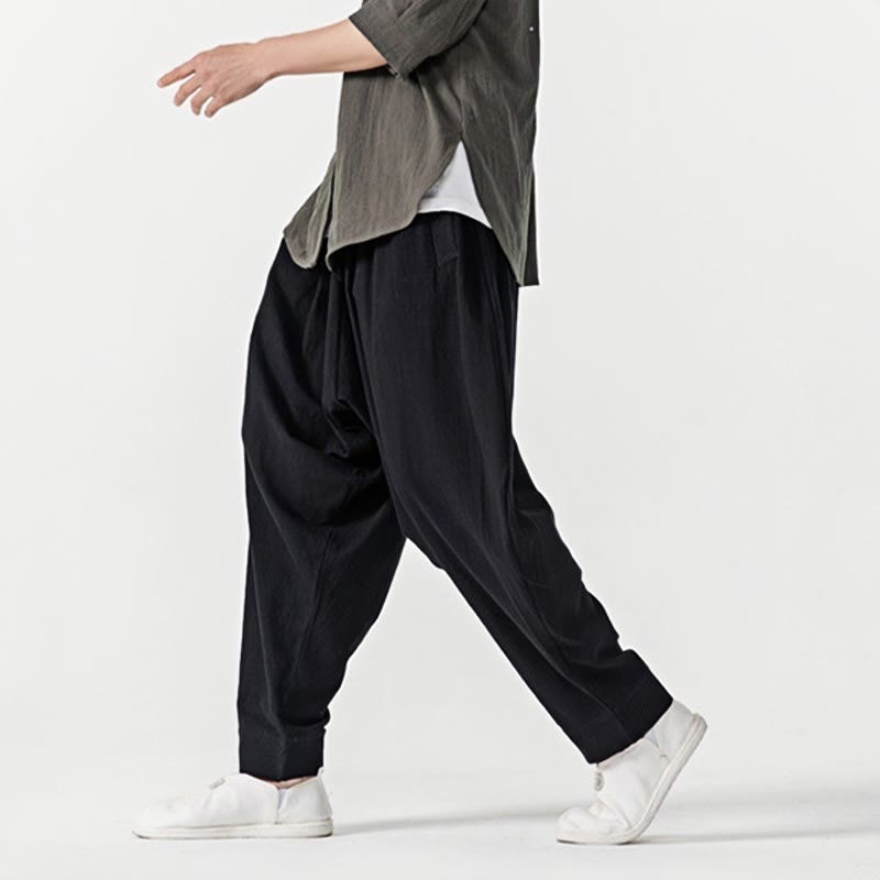 Buddha Stones Solid Color Drawstring Men's Harem Pants With PocketsAnkle-Length (9 Length) - image 17